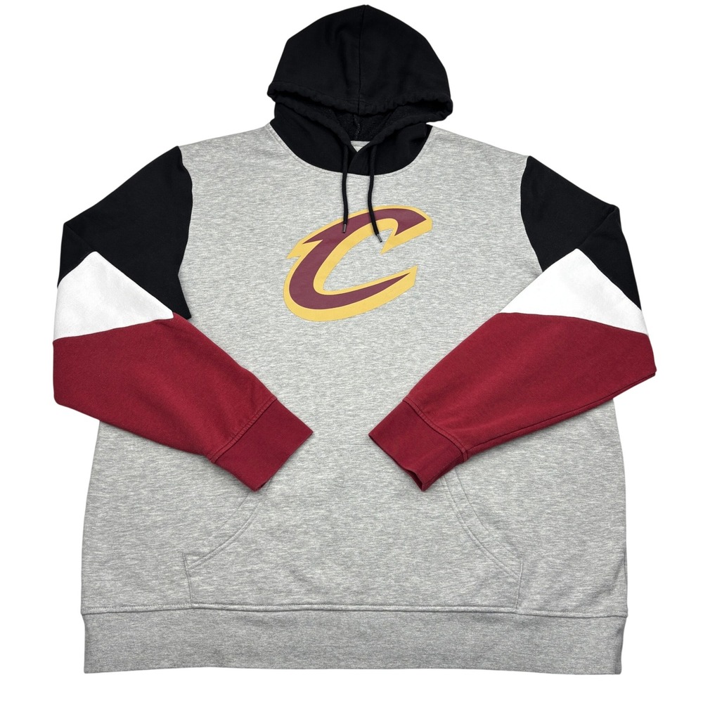 Cleveland Cavaliers Hoodie Mens 2XL Gray Colorblock NBA Basketball Pullover XXL